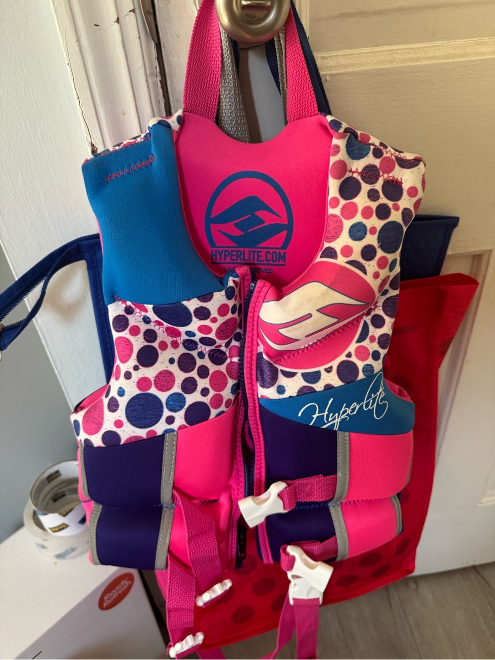 Hyperlite Kids Pink & Blue Swim Vest - Youth Neoprene Life Jacket